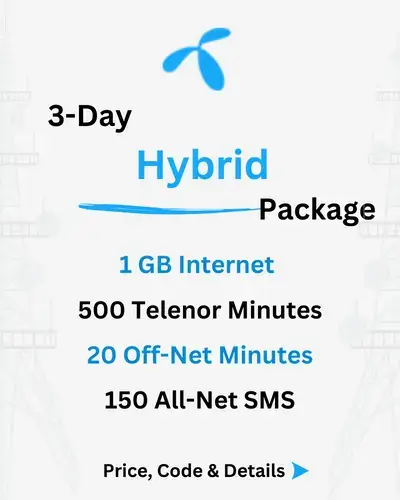 Telenor 3 Day Hybrid Package Price, Code, Details