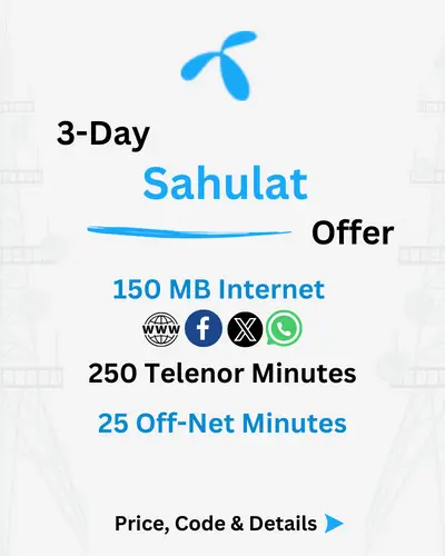 Telenor 3 Day Sahulat Offer Price, Code, Details