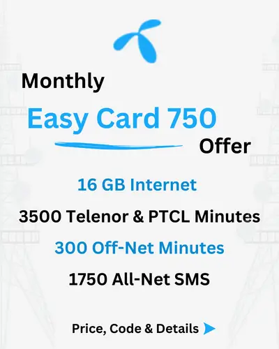 Telenor Monthly EasyCard 750 Offer Price, Code, Details