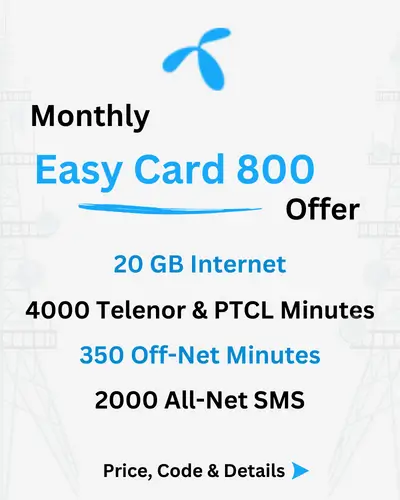 Telenor Monthly EasyCard 800 Offer Price, Code, Details