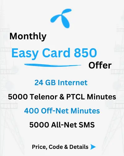 Telenor Monthly EasyCard 850 Offer Price, Code, Details