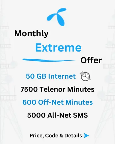 Telenor Monthly Extreme Offer Price, Code, Details