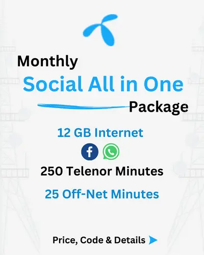 Telenor Monthly Social All-in-One Package Price, Code, Details