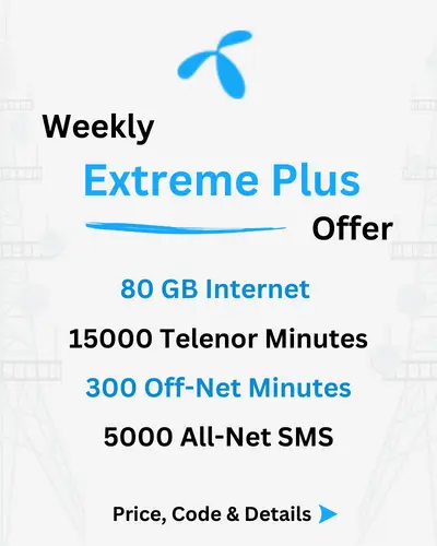 Telenor Weekly Extreme Plus Offer Price, Code, Details