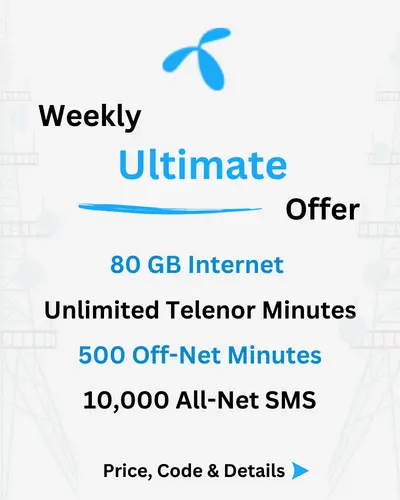 Telenor Weekly Ultimate Offer Price, Code, Details