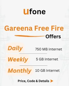 Ufone Daily, Weekly, Monthly Free Fire Offer Price, Code, Details