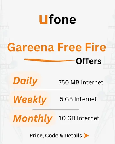 Ufone Daily, Weekly, Monthly Free Fire Offer Price, Code, Details